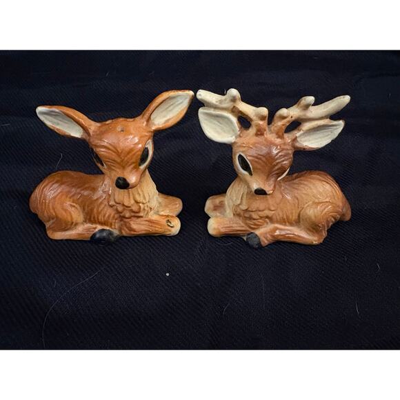 Nanco Deer Pair of Salt & Pepper Shakers Made in Japan Kitschy Grandmacore Fairy - Picture 2 of 10